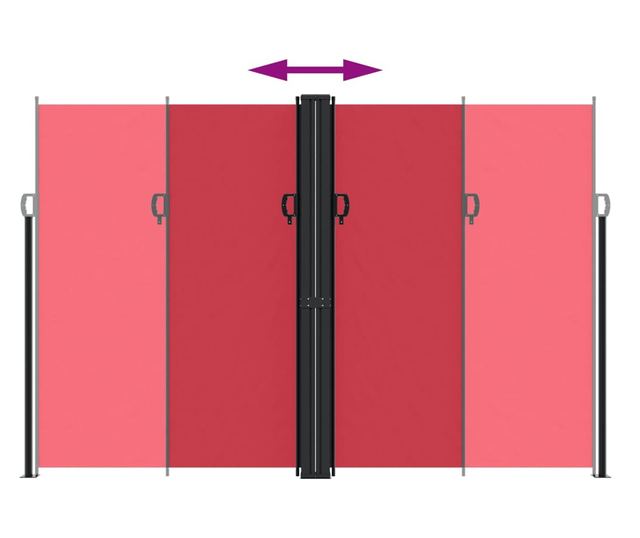 piros behúzható oldalsó napellenző 220 x 1000 cm