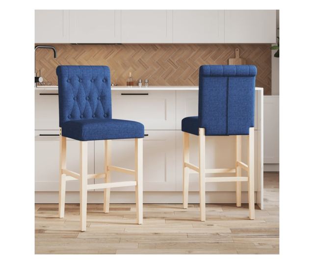 Barski stoli, 2 kosa, masiven les heveje in blago