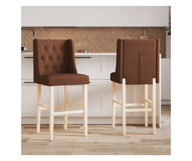 Barski stoli, 2 kosa, masiven les heveje in blago