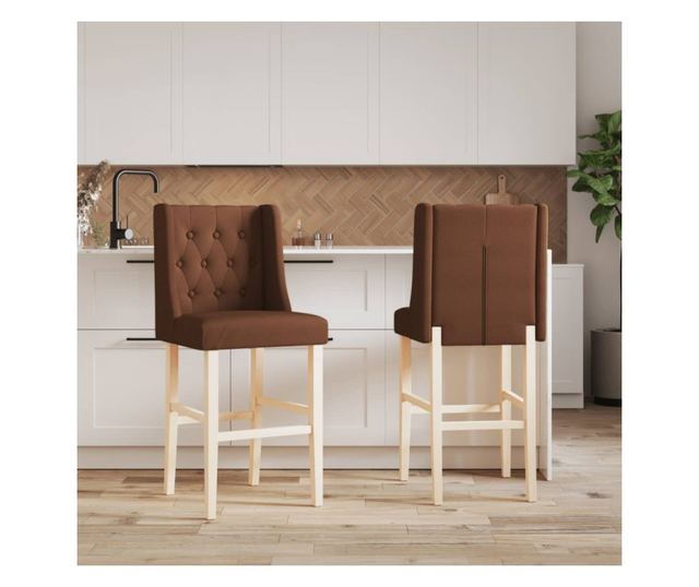 Barski stoli, 2 kosa, masiven les heveje in blago