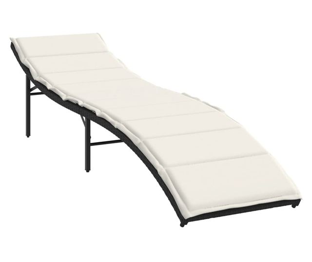 2 db fekete polyrattan napozóágy asztallal