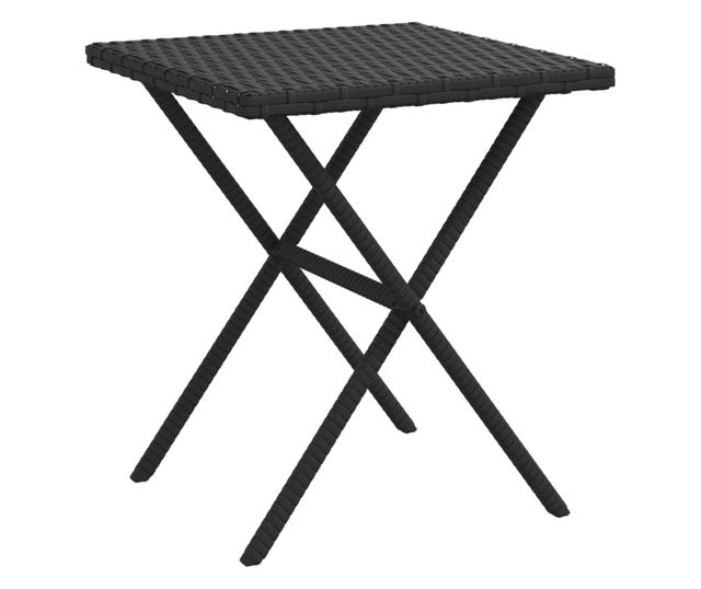 2 db fekete polyrattan napozóágy asztallal