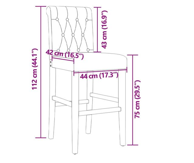 2 db tömör gumifa és szövet bárszék