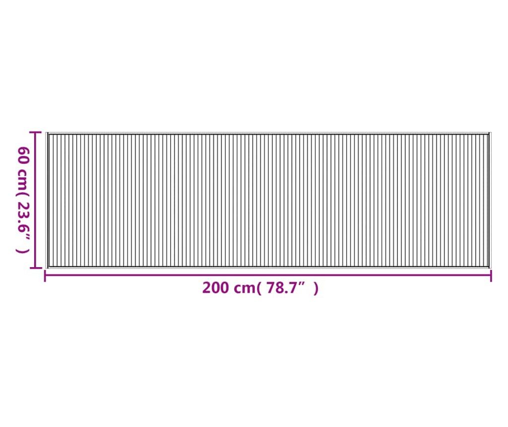Preproga pravokotna svetlo naravna 60x200 cm bambus - 8