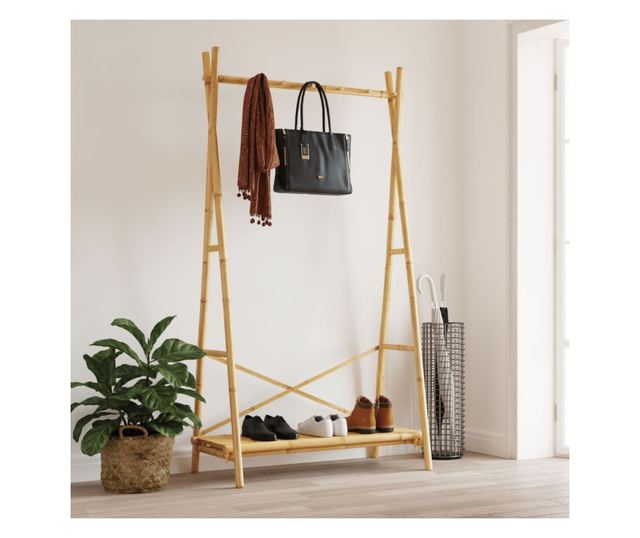 bambusz ruhaállvány polccal 102 x 50 x 190 cm