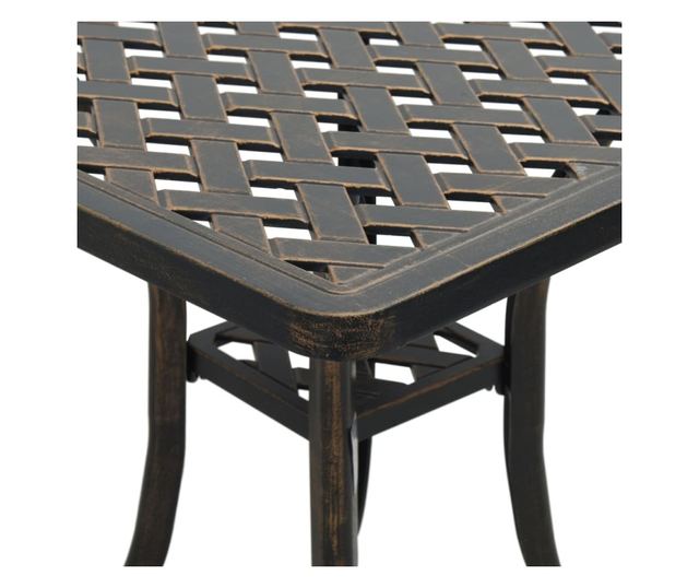 bronzszínű öntött alumínium kerti asztal 53 x 53 x 53 cm