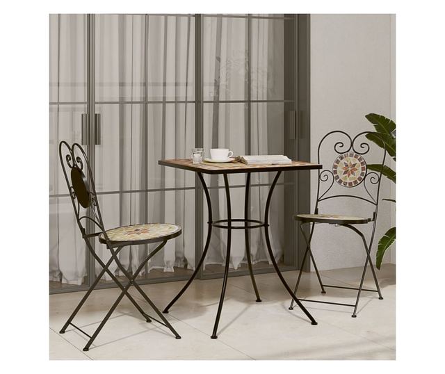 terrakotta kerámia mozaikos bisztróasztal 60 x 60 x 74 cm