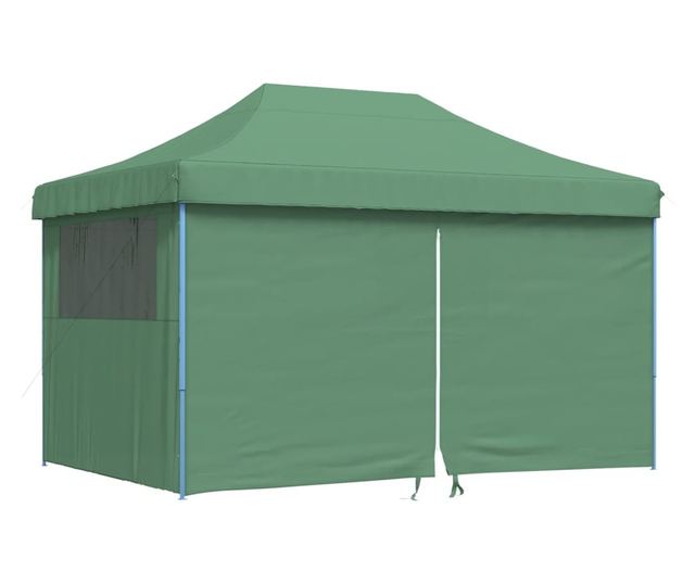 zöld összecsukható felugró rendezvénysátor 4 oldalfallal