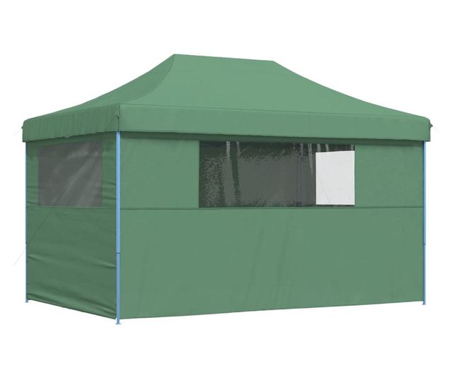 zöld összecsukható felugró rendezvénysátor 4 oldalfallal