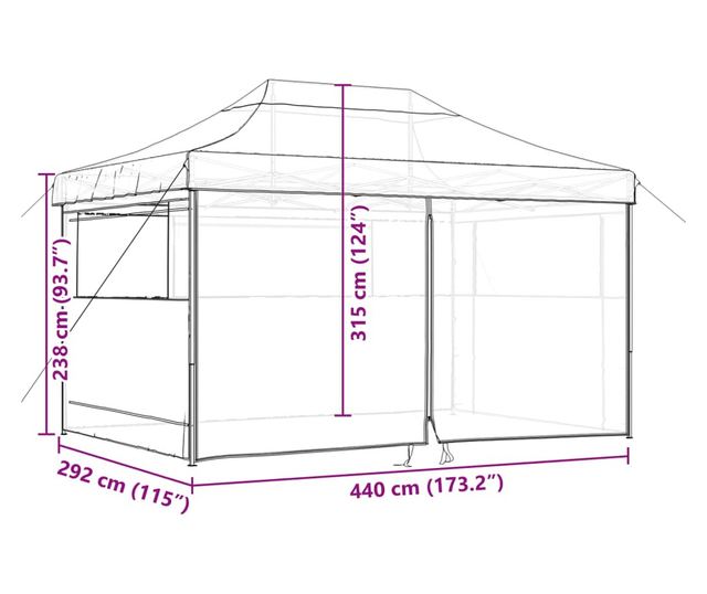 zöld összecsukható felugró rendezvénysátor 4 oldalfallal