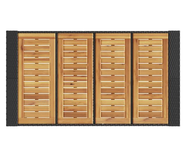 fekete polyrattan kerti bárasztal akácfa lappal 145x80x110 cm