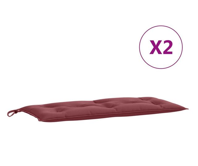 2 db melange bordó szövet kerti padpárna 100 x 50 x 7 cm