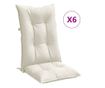 6 db krémszínű szövet magas háttámlájú székpárna 120x50x7 cm