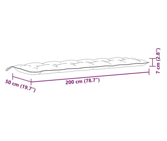 2 db melange krémszínű szövet kerti padpárna 200 x 50 x 7 cm