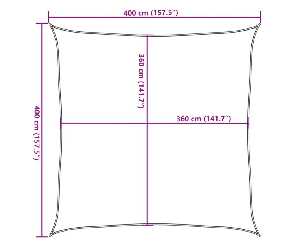 Stínicí plachta písková 4 x 4 m 100% polyester oxford - 10