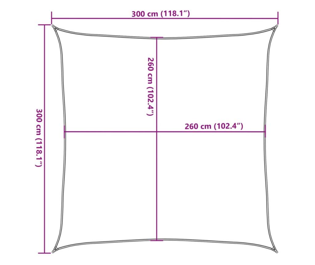 Stínicí plachta písková 3 x 3 m 100% polyester oxford - 10