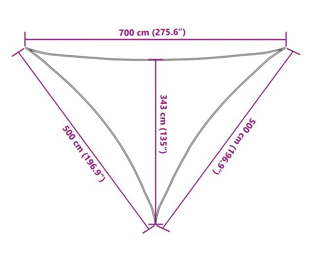 bézs 100% poliészter oxford szövet napvitorla 7 x 5 x 5 m