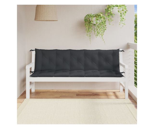 2 db melange antracitszürke szövet kerti padpárna 180x50x7 cm