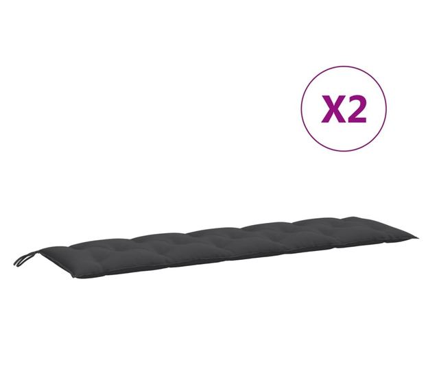 2 db melange antracitszürke szövet kerti padpárna 180x50x7 cm