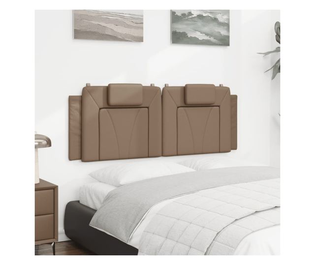 cappuccino színű műbőr fejtámla párna 140 cm