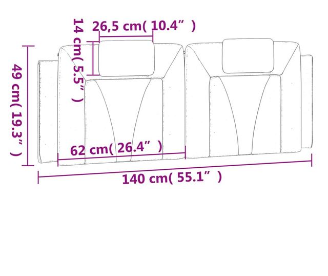 cappuccino színű műbőr fejtámla párna 140 cm