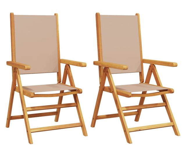 2 db tópszínű tömör akácfa és szövet kerti szék