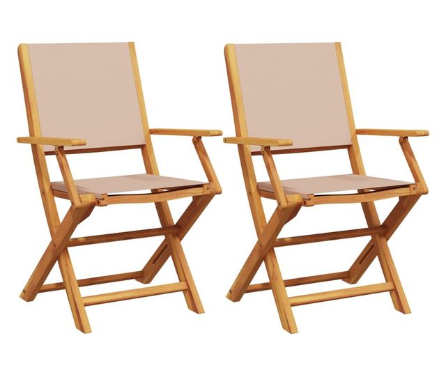 2 db tópszínű tömör akácfa és szövet kerti szék