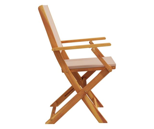 2 db tópszínű tömör akácfa és szövet kerti szék