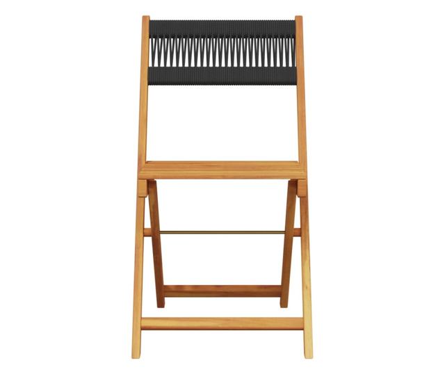 2 db fekete tömör akácfa és kötél bisztrószék