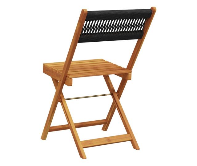 2 db fekete tömör akácfa és kötél bisztrószék