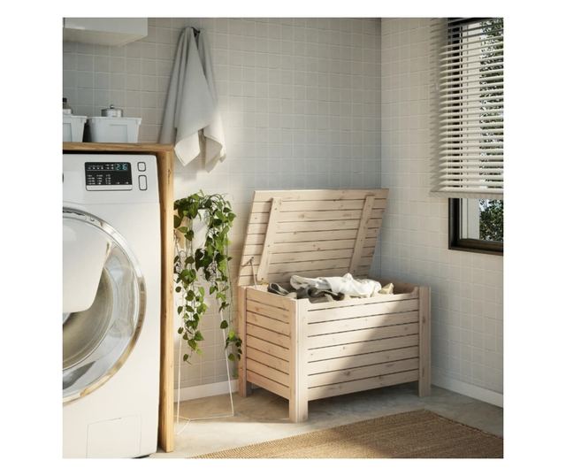 RANA tömör fenyőfa tárolóláda fedéllel 80 x 49 x 54 cm