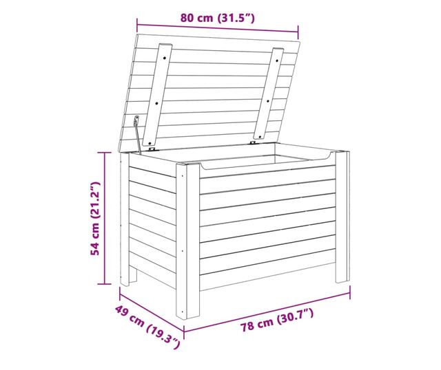 RANA tömör fenyőfa tárolóláda fedéllel 80 x 49 x 54 cm