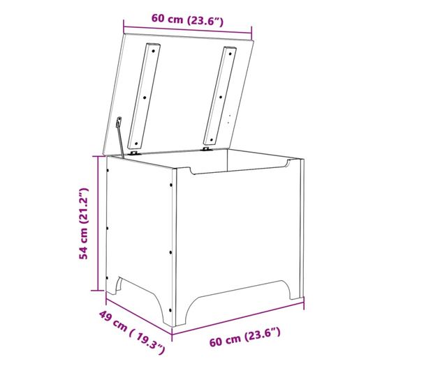 RANA tömör fenyőfa tárolóláda fedéllel 60 x 49 x 54 cm