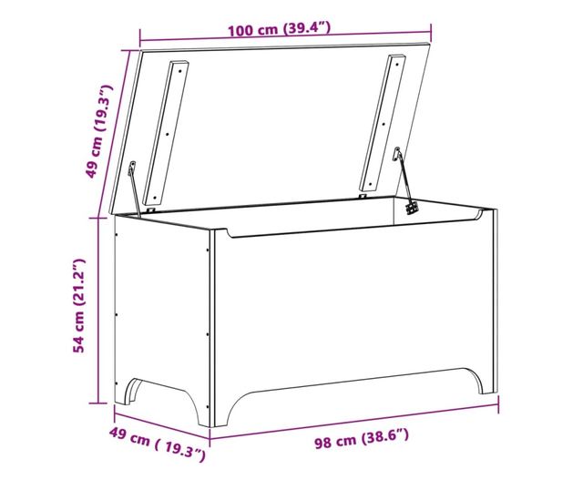 RANA fehér tömör fenyőfa tárolóláda fedéllel 100 x 49 x 54 cm