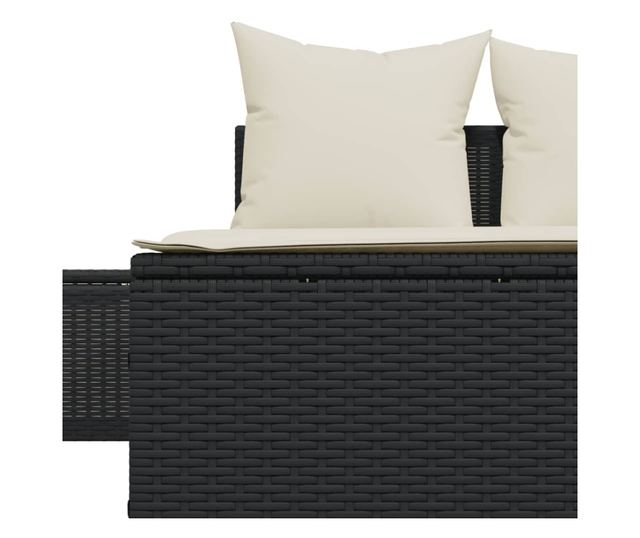 fekete polyrattan dupla napozóágy párnával