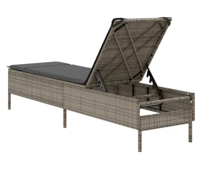 szürke polyrattan napozóágy párnával