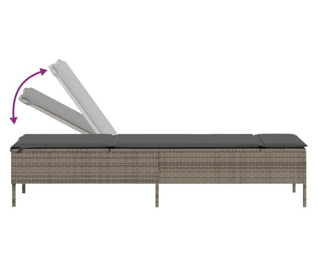 szürke polyrattan napozóágy párnával