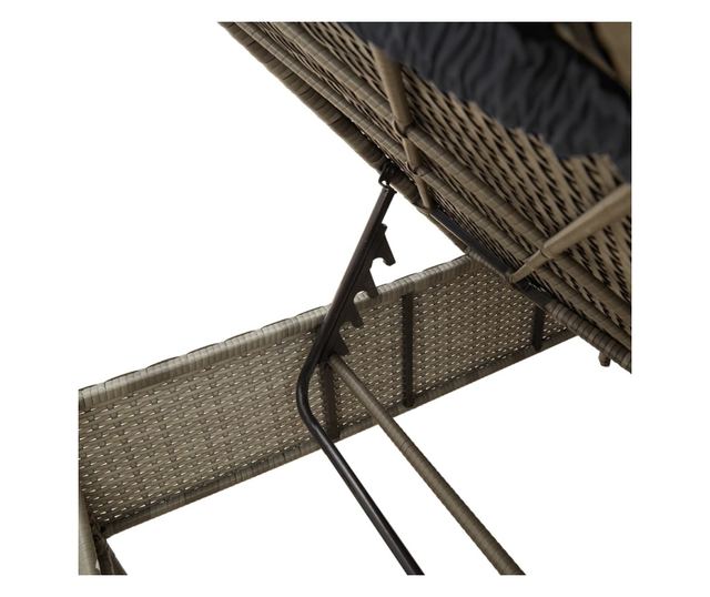 szürke polyrattan napozóágy párnával