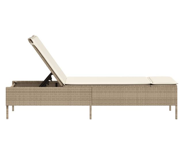 bézs polyrattan napozóágy párnával
