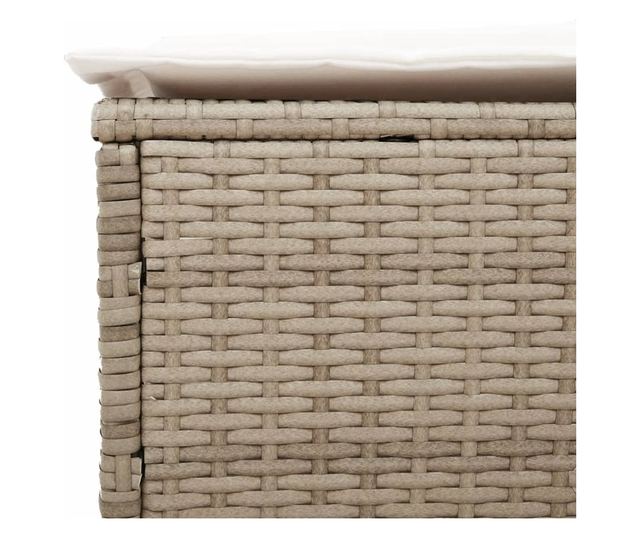 bézs polyrattan napozóágy párnával