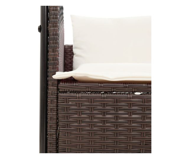 barna polyrattan dupla napozóágy tetővel és függönyökkel