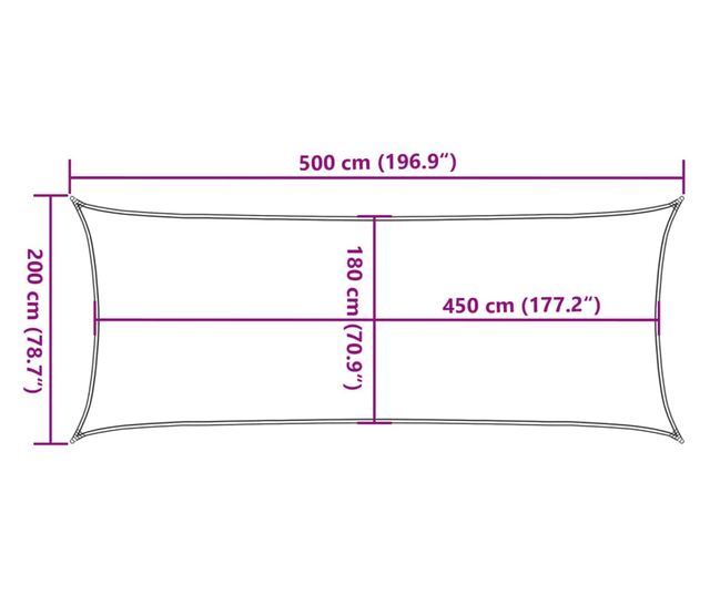 homokszínű négyszögletű HDPE napvitorla 160 g/m² 2x5 m
