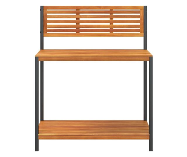 tömör akácfa és acél kerti munkaasztal 90 x 50 x 110 cm