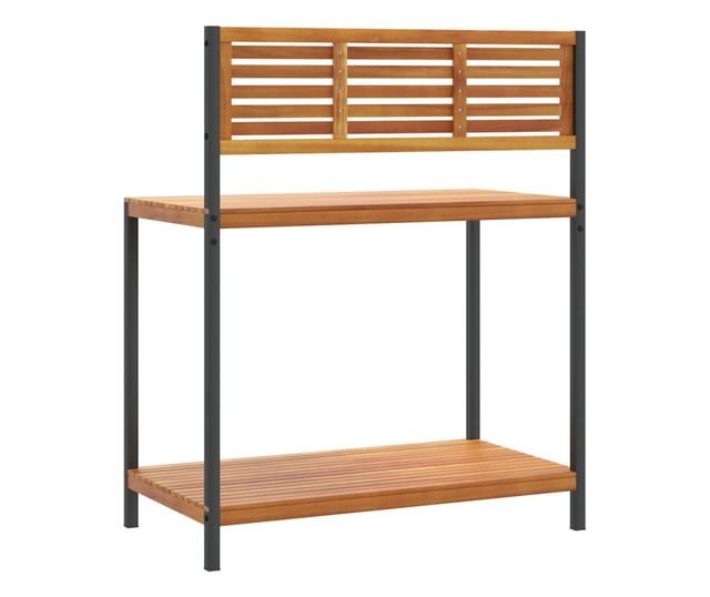 tömör akácfa és acél kerti munkaasztal 90 x 50 x 110 cm