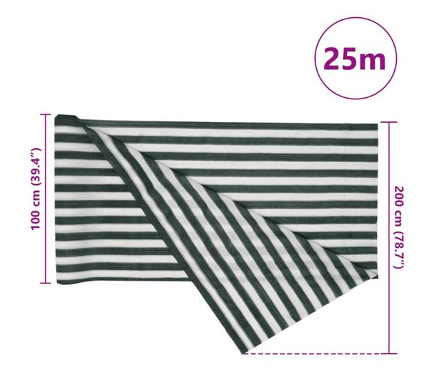 zöld és fehér HDPE belátásgátló háló 2 x 25 m 150 g/m²