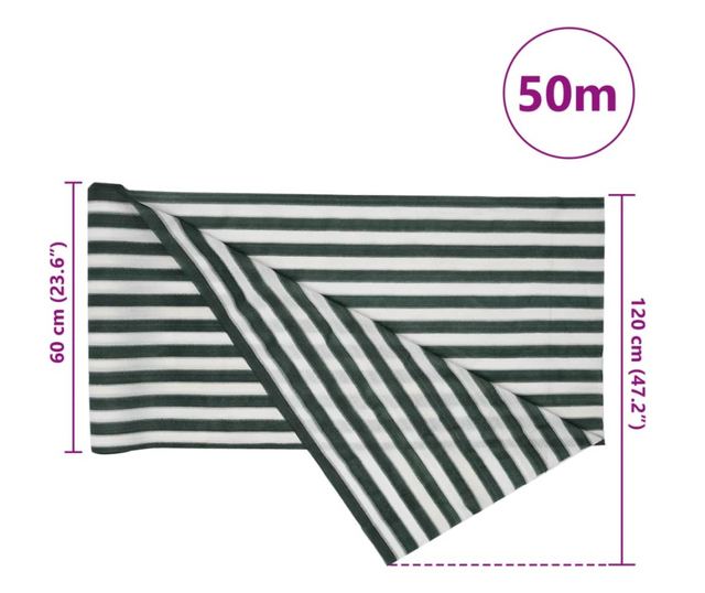 zöld és fehér HDPE belátásgátló háló 1,2 x 50 m 75 g/m²