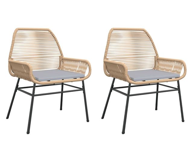 2 db barna polyrattan kerti szék párnákkal