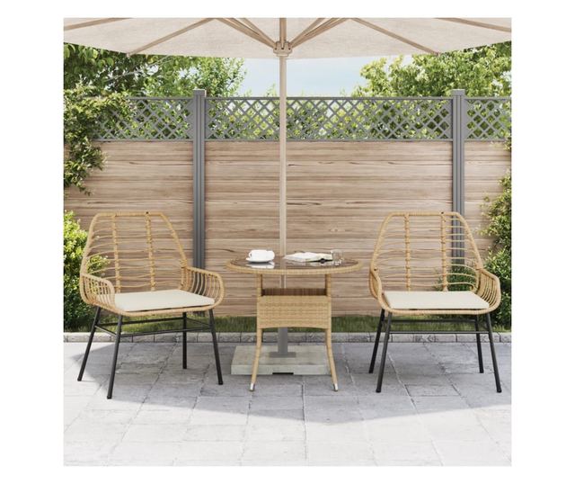 2 db barna polyrattan kerti szék párnákkal