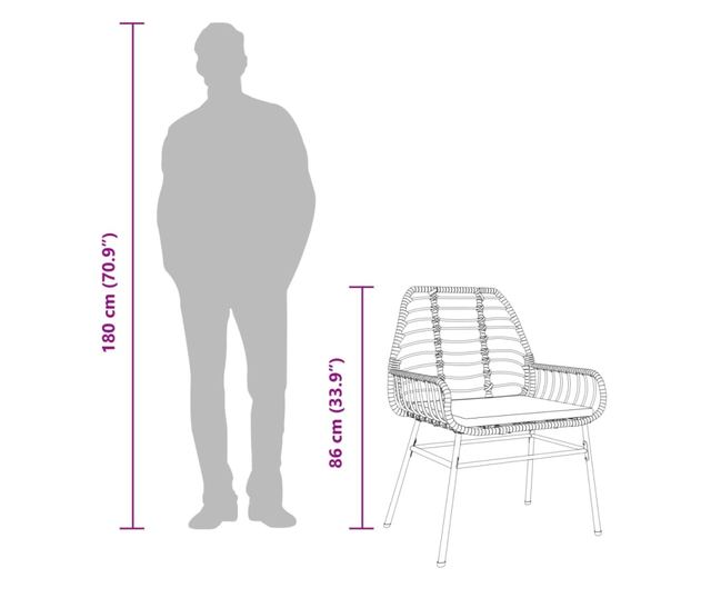 2 db barna polyrattan kerti szék párnákkal