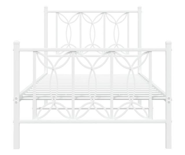 fehér fém ágykeret fej- és lábtámlával 75 x 190 cm